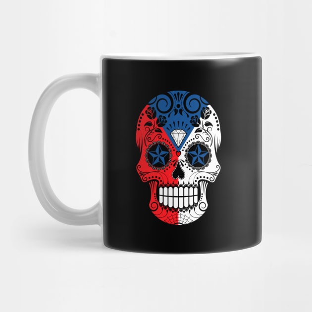 Czech Flag Sugar Skull with Roses by jeffbartels